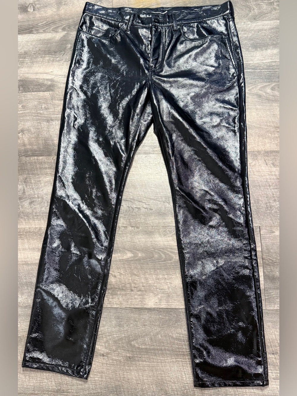 Saint Laurent Black Leather Jacket with Shimmer Trim
